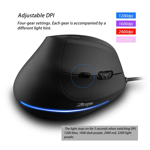 T-20 Mouse Wired Vertical Mouse 3200 DPI